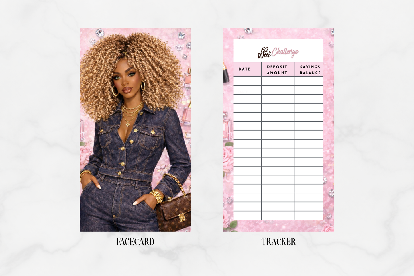 7 pc- Pink & Denim Luxe Cash Envelope Set