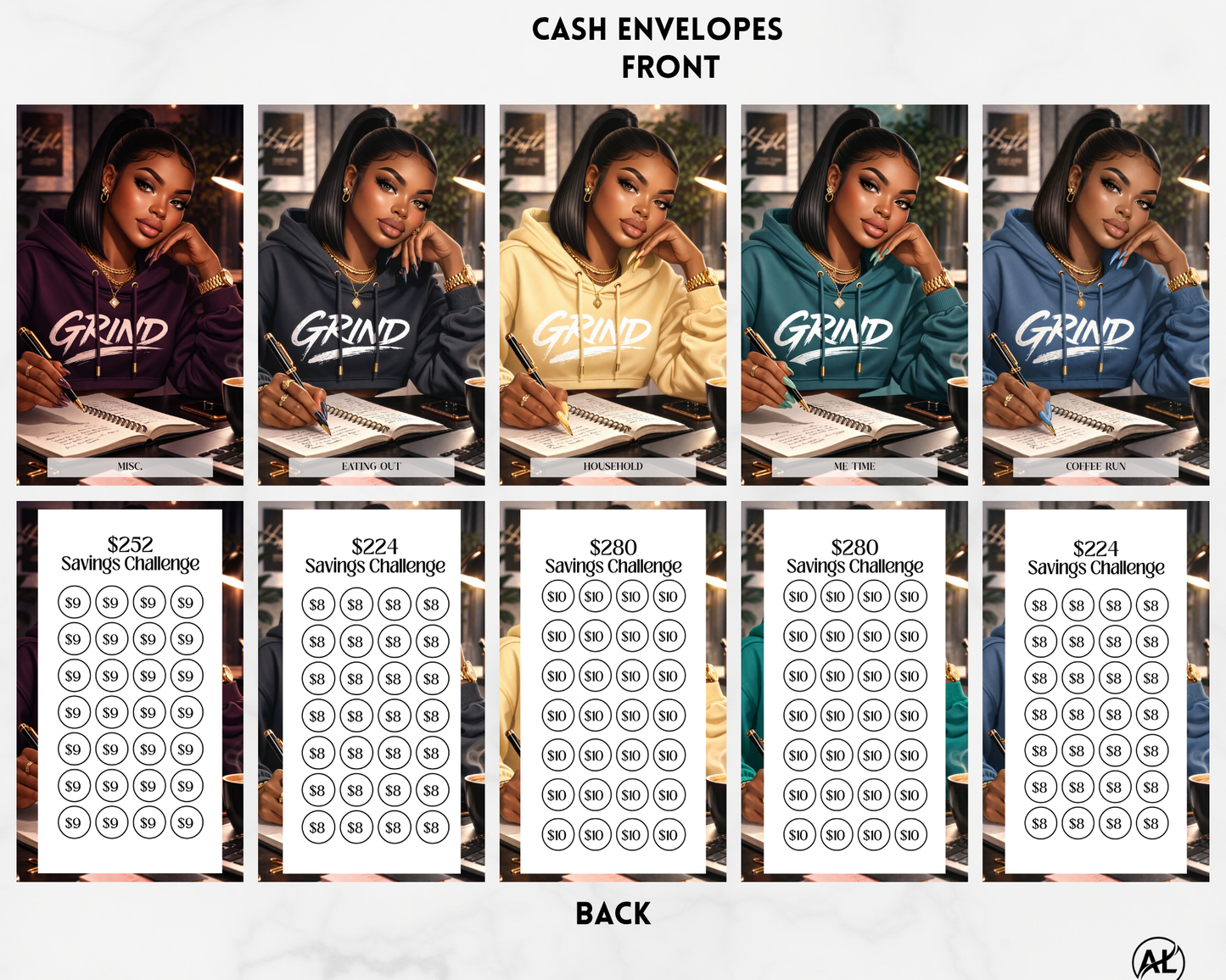 The Auréluxe Grind Savings Envelope Set